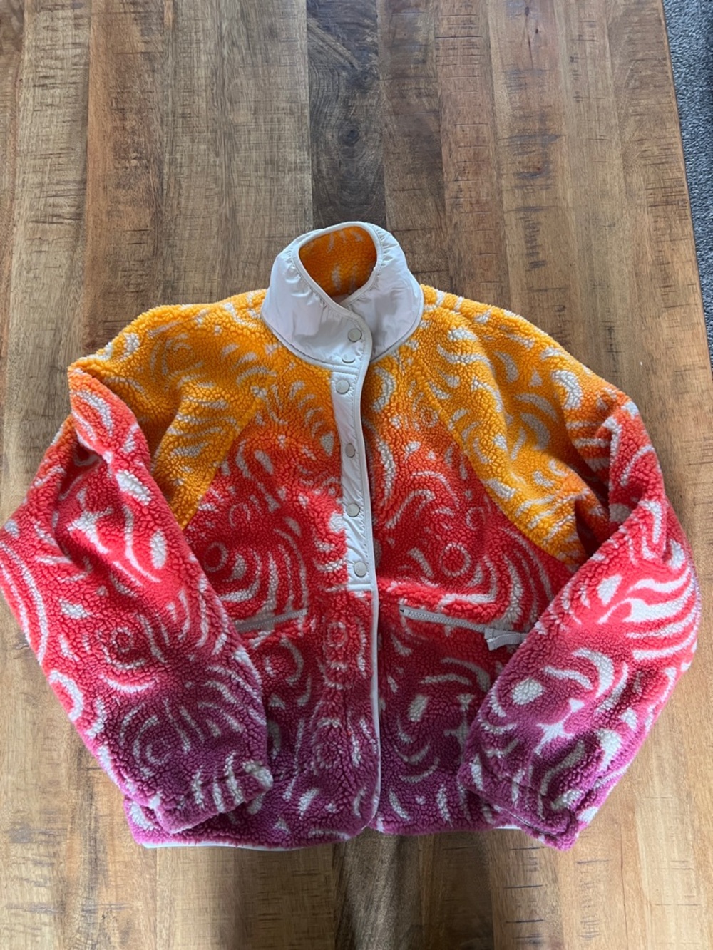 FP Movement by Free People plush sherpa jacket in orange and pink
